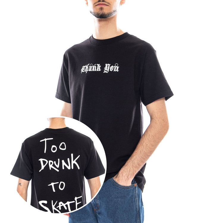 Too Drunk Too Skate Tee Black / White - Maglietta Girocollo Uomo Nera TYASS014-01BLK-WHT . THANK YOU 