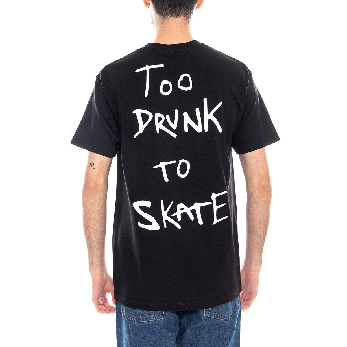 Too Drunk Too Skate Tee Black / White - Maglietta Girocollo Uomo Nera TYASS014-01BLK-WHT . THANK YOU 