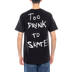 Too Drunk Too Skate Tee Black / White - Maglietta Girocollo Uomo Nera TYASS014-01BLK-WHT . THANK YOU 