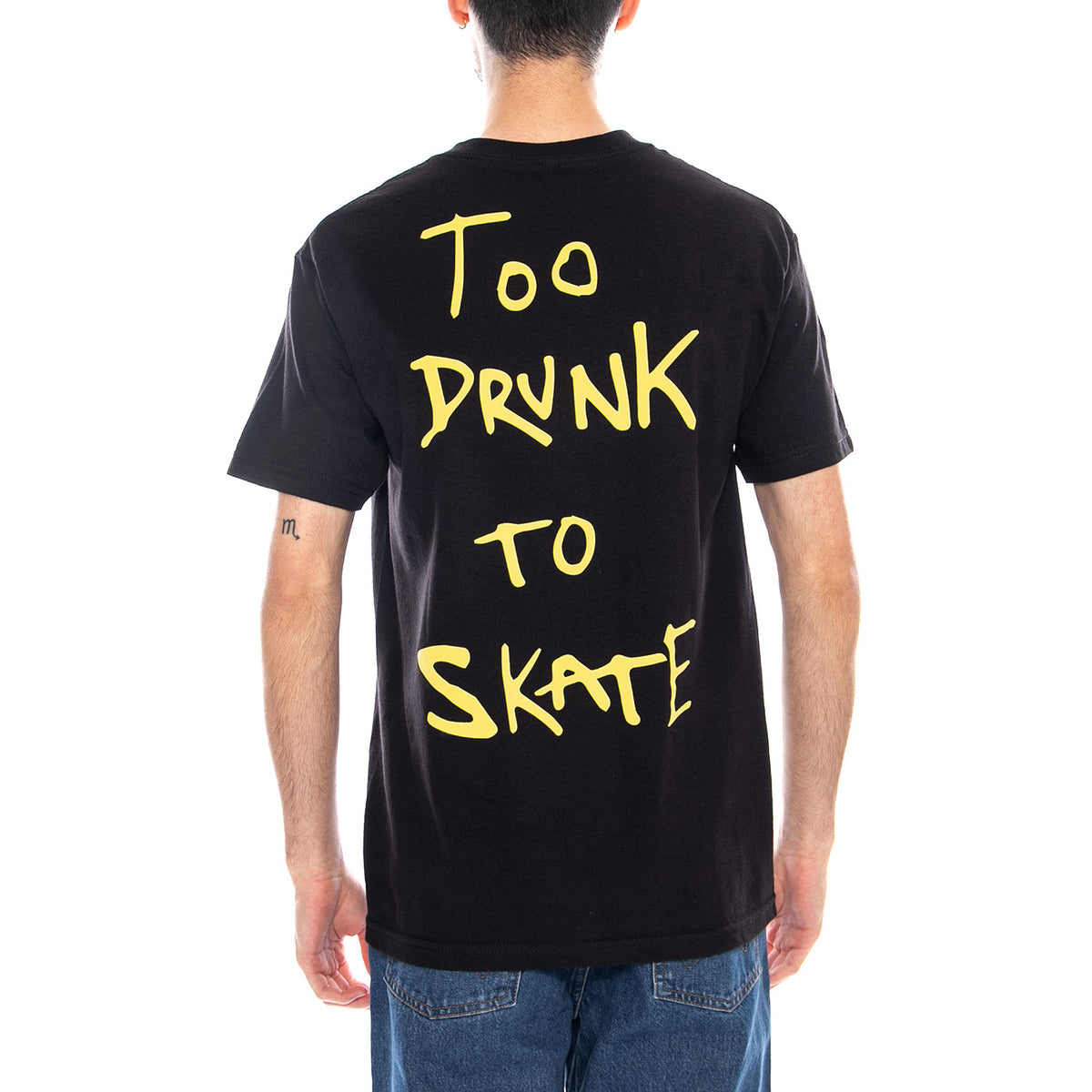 Too Drunk Too Skate Tee Black / Yellow - Maglietta Girocollo Uomo Nera TYASS014-37BLK_YLW . THANK YOU 