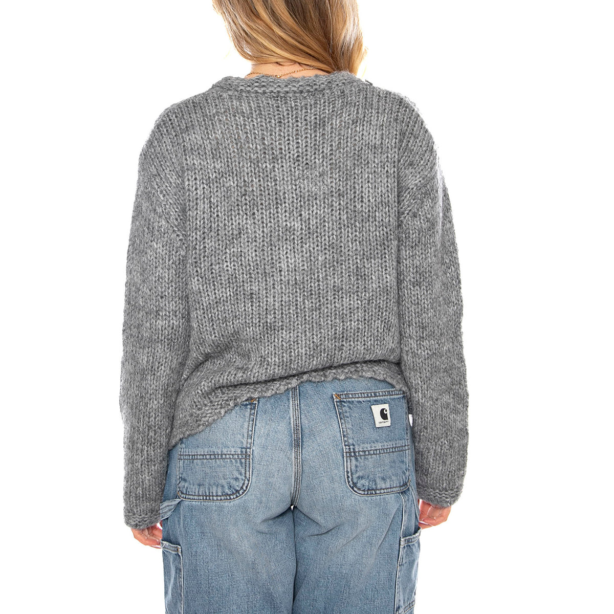 Knit Cardigan Donna Gray Crochet -- Cardigan Donna Grigio 53W/10710 Gray Crochet WILD PONY 