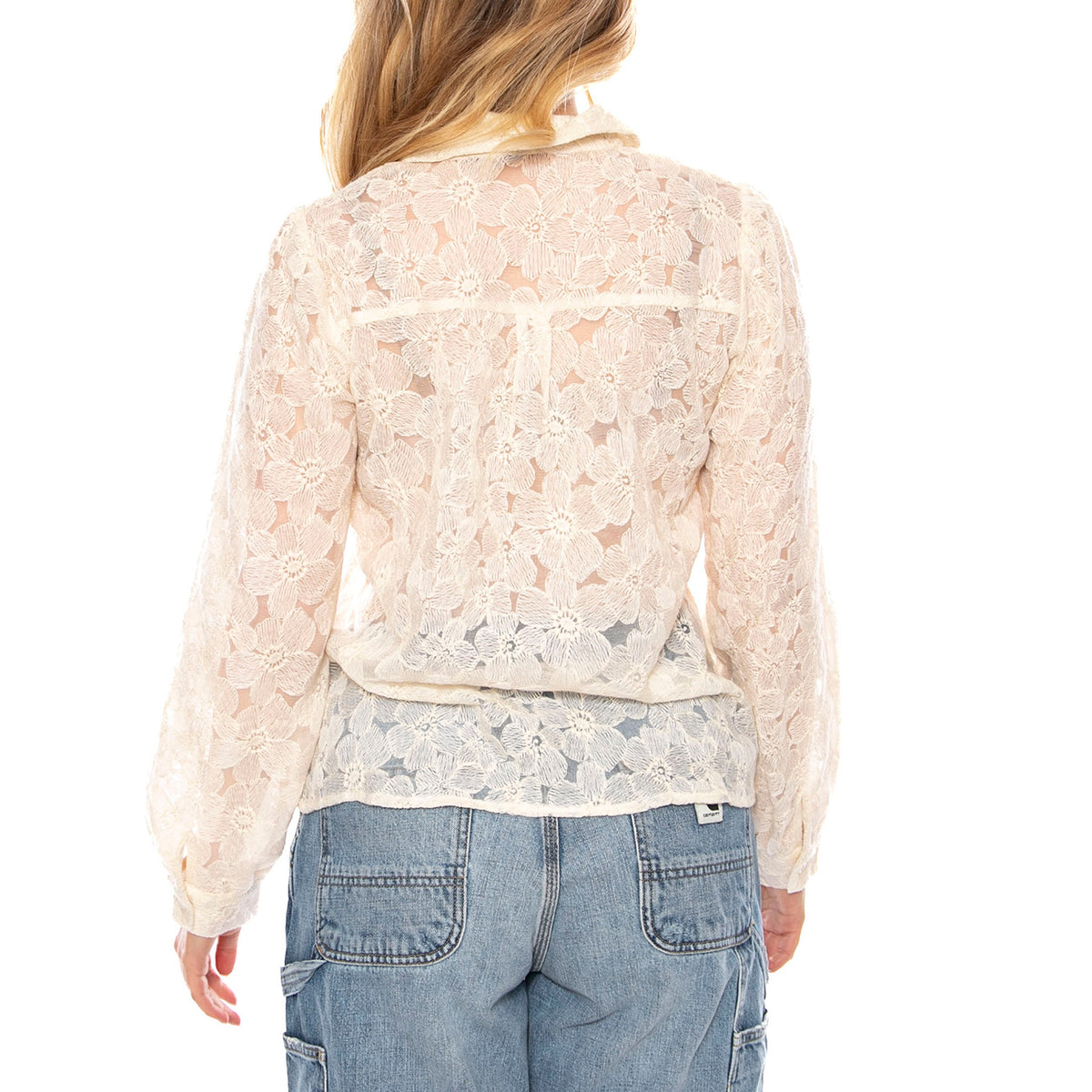 Camisa con Encaje Floral -- Camicia Donna Bianca 53W/11249 Blanca WILD PONY 