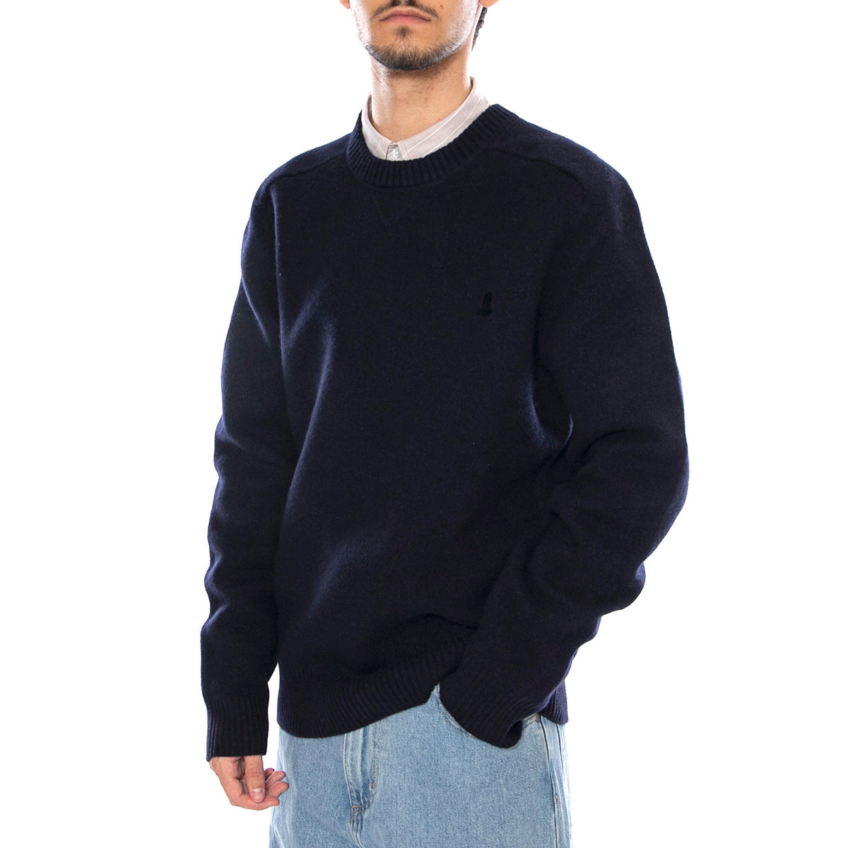 Boiled Wool Sweater Peacoat - Maglione Girocollo Uomo Blu 112371679 . WRANGLER 
