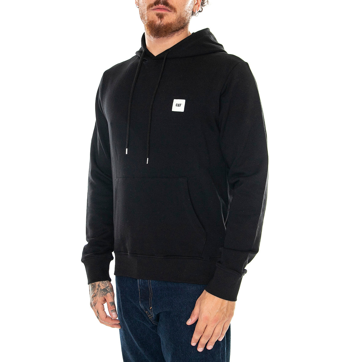 Essential Hoodie - Black - Felpa con Cappuccio Uomo Nera 6050121 10158 CAT 