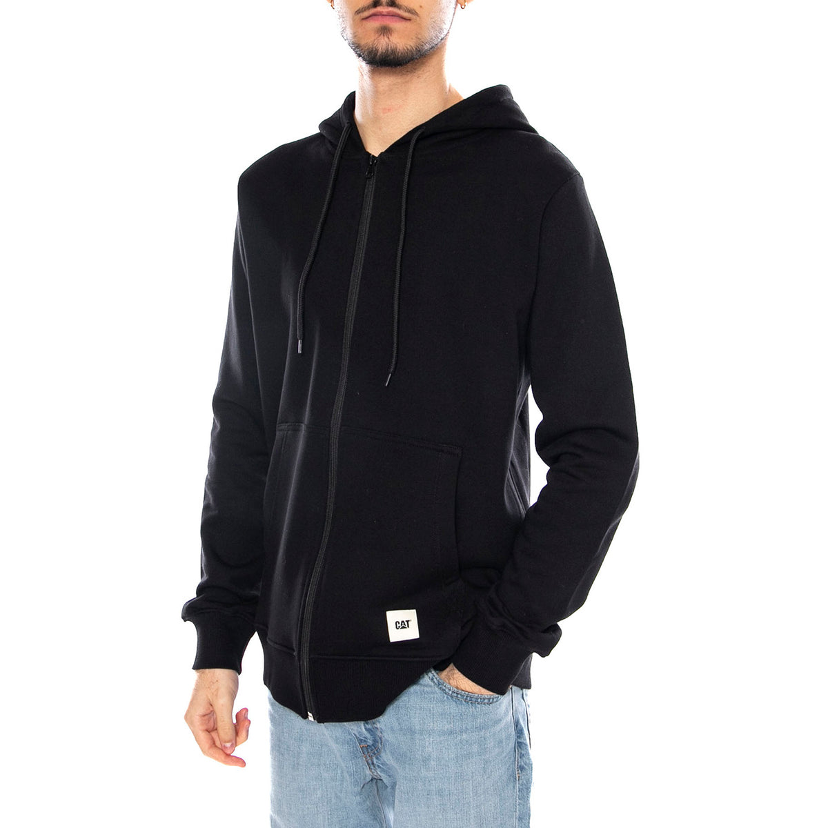 Essential Zip Hoodie -- Felpa Uomo Nera con Zip 6050164 10158 CAT 