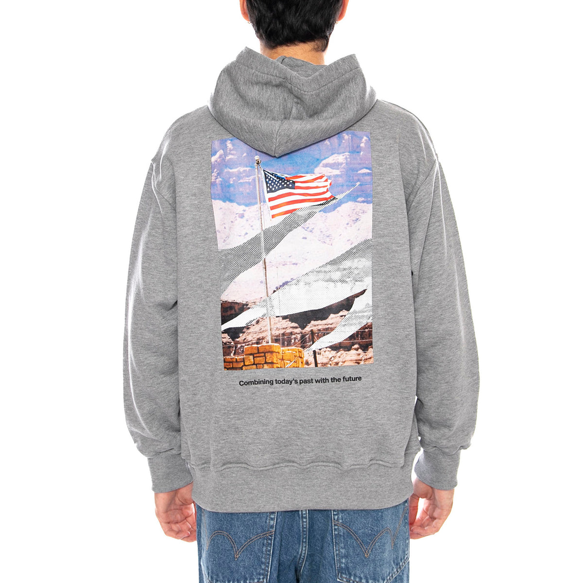 Starts And Stripes Grey Hoodie - Felpa con Cappuccio Uomo Grigia 6050177 10831 CAT 