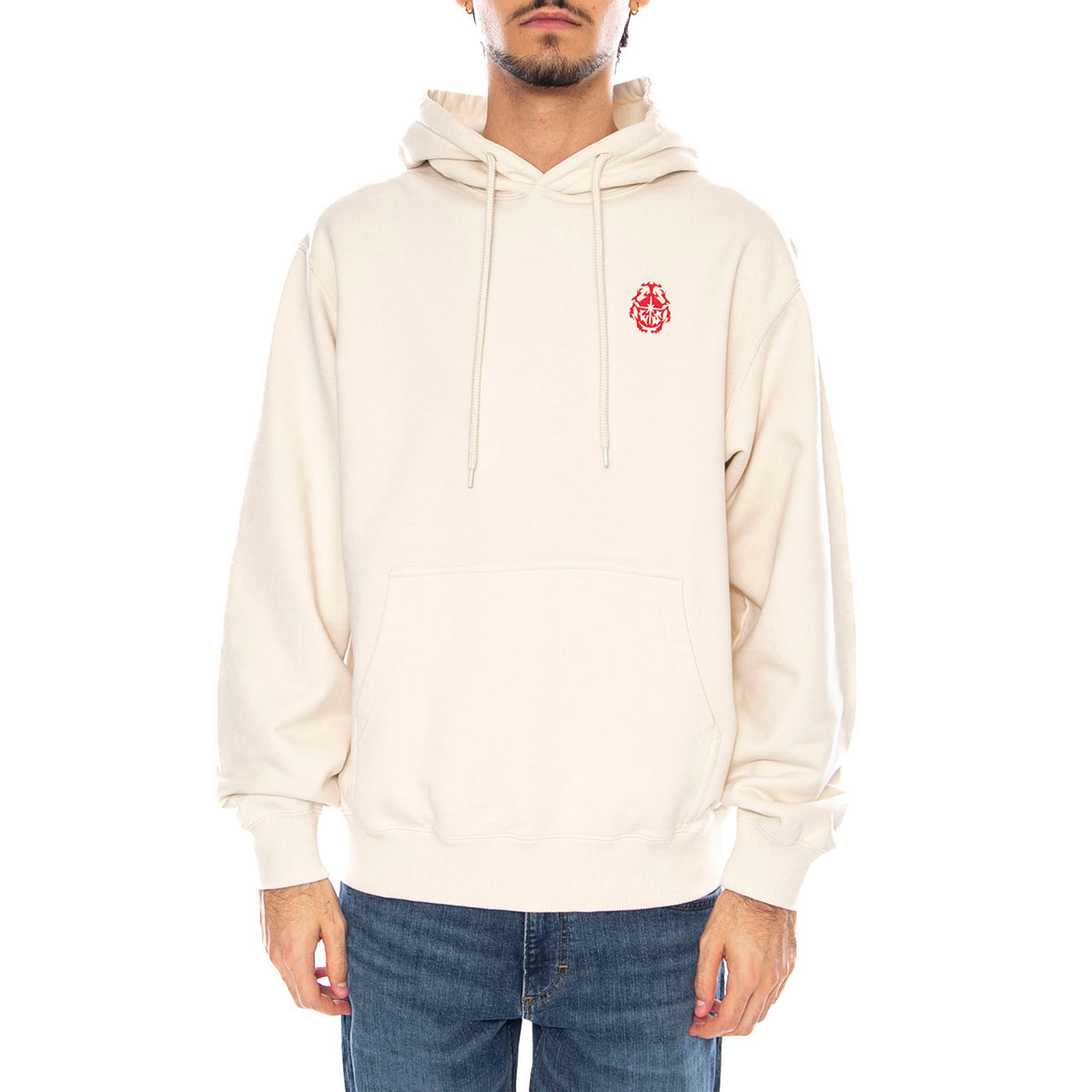 Beetle Hoodie Sweat Whisper White - Felpa con Cappuccio Uomo Bianca I035043.WHW.67. WHW.67 EDWIN 