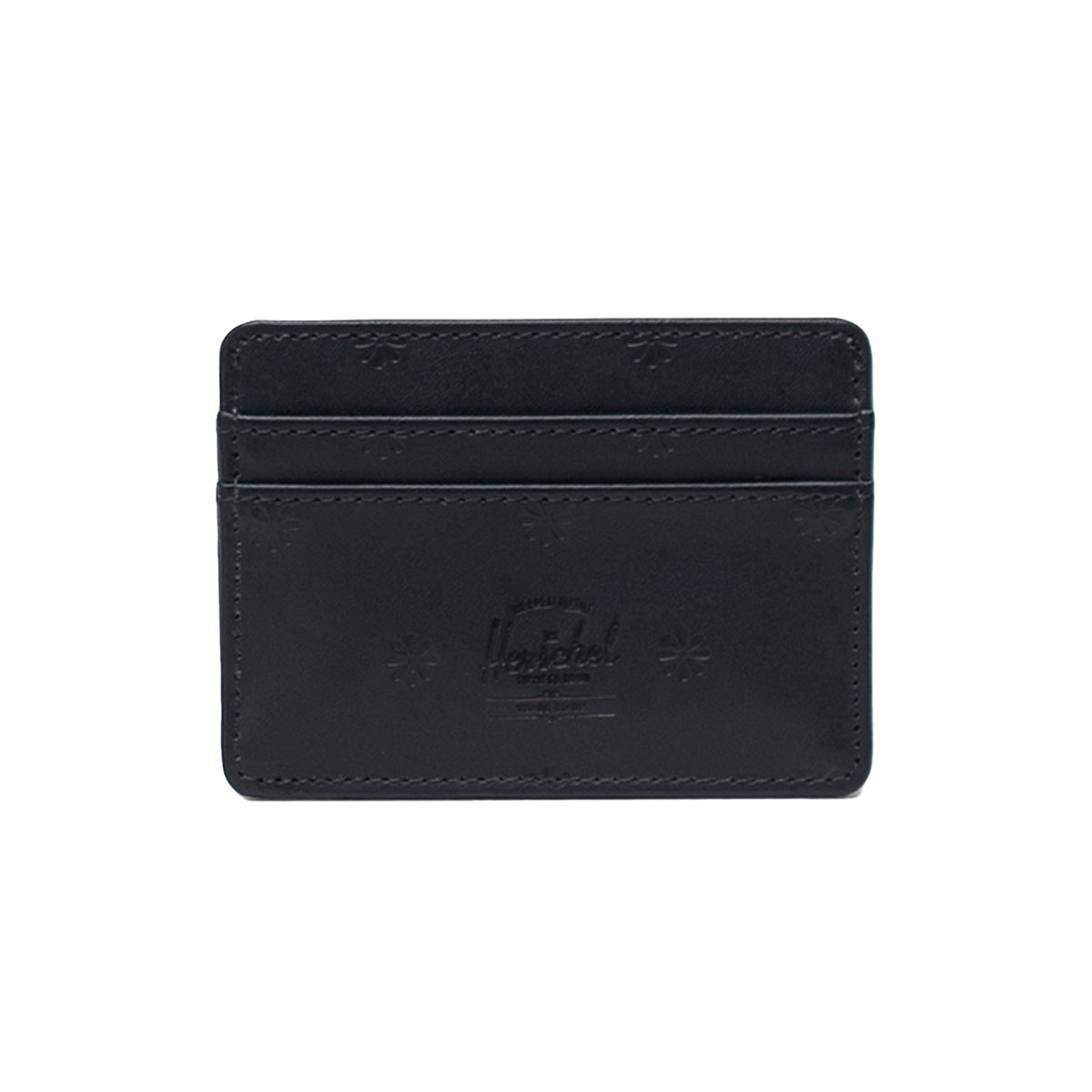 Charlie Cardholder Wallet Vegan Leather Black Floral Deboss - Portacarte in Materiale Vegano Nero 11147 06103 HERSCHEL 
