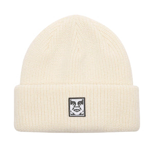 Mid Icon Patch Cuff Beanie Unbleached - Cappellino in Maglia BIanco 100030195 UBL OBEY 