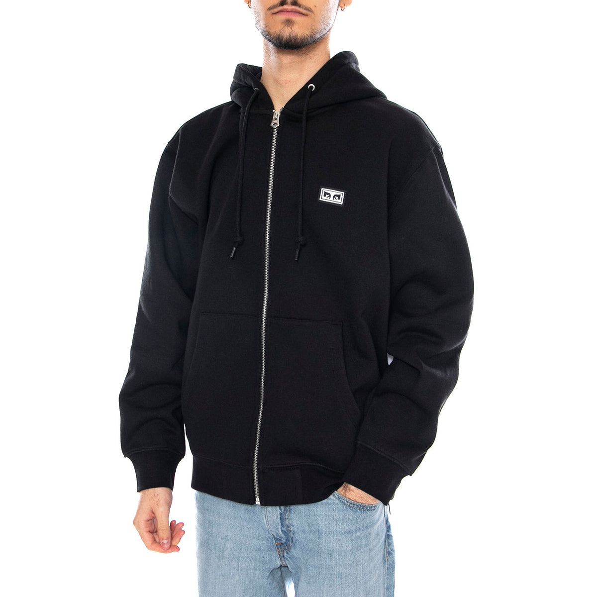Established Works Eye Zip Hood -- Felpa Uomo Nera 112460011 BLK OBEY 