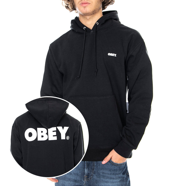 OBEY BOLD HOOD FLEECE BLACK - Felpa con Cappuccio Uomo Nera 112842349 BLK OBEY 