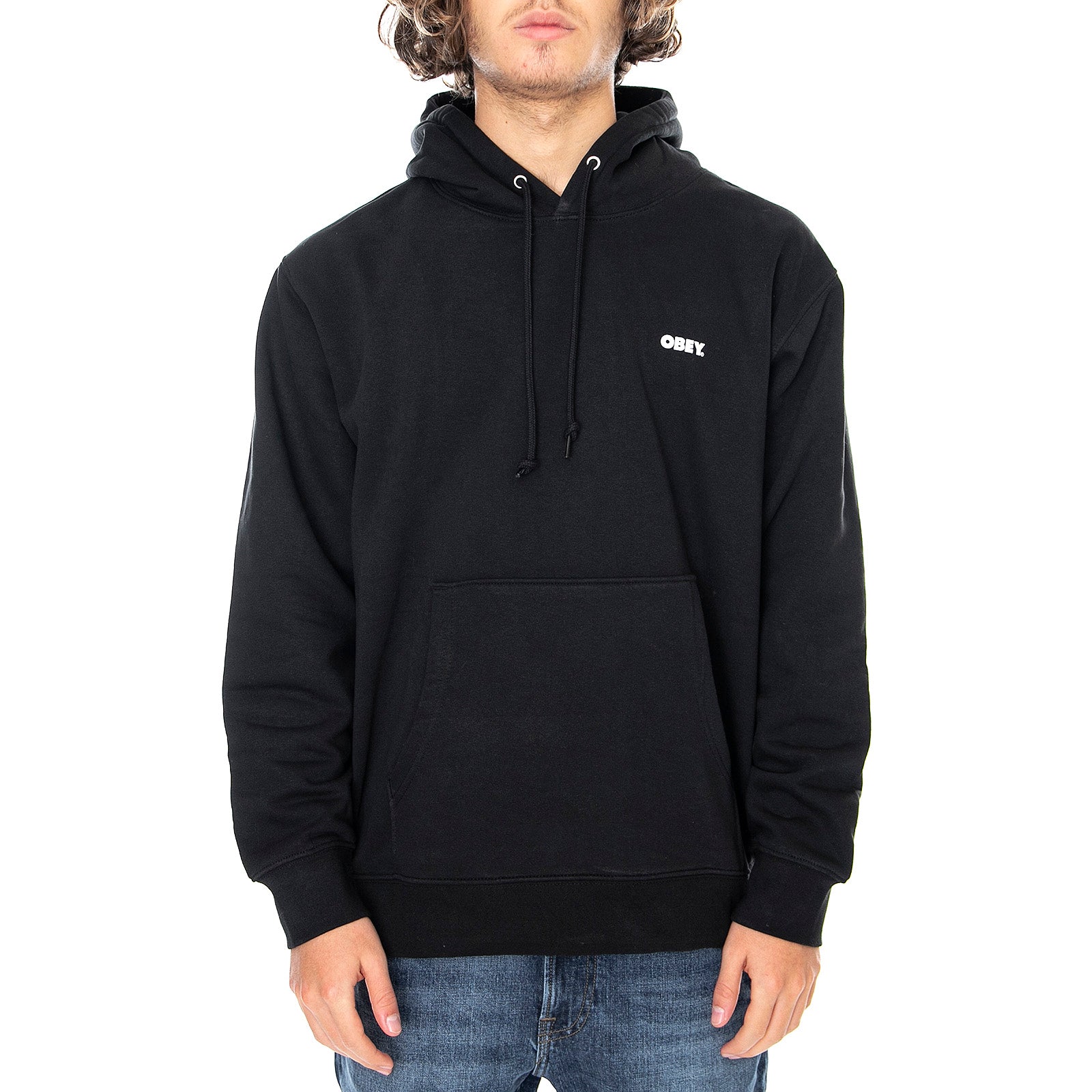 OBEY BOLD HOOD FLEECE BLACK - Felpa con Cappuccio Uomo Nera 112842349 BLK OBEY 