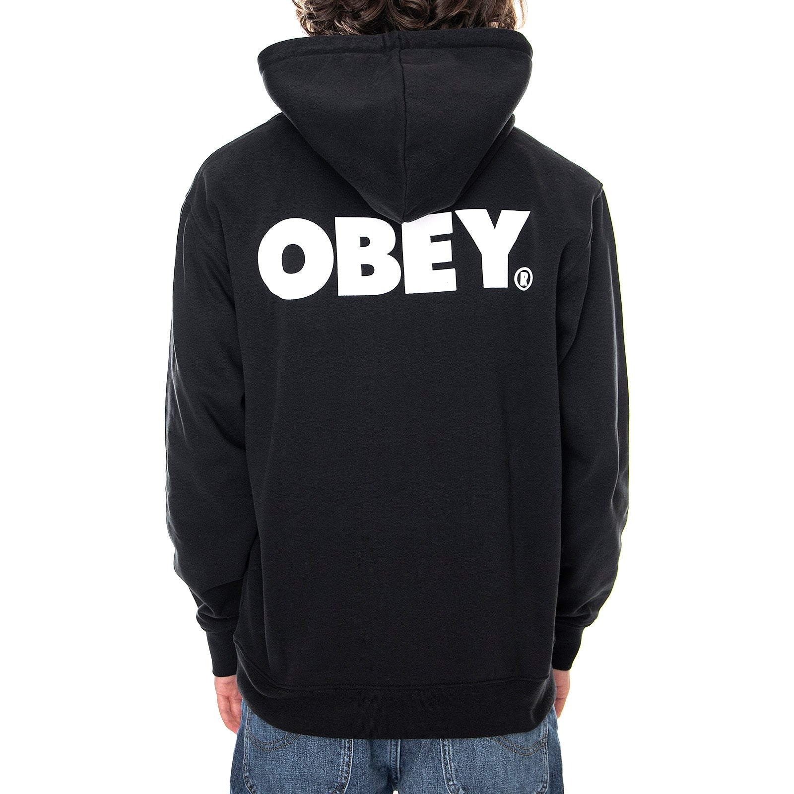 OBEY BOLD HOOD FLEECE BLACK - Felpa con Cappuccio Uomo Nera 112842349 BLK OBEY 