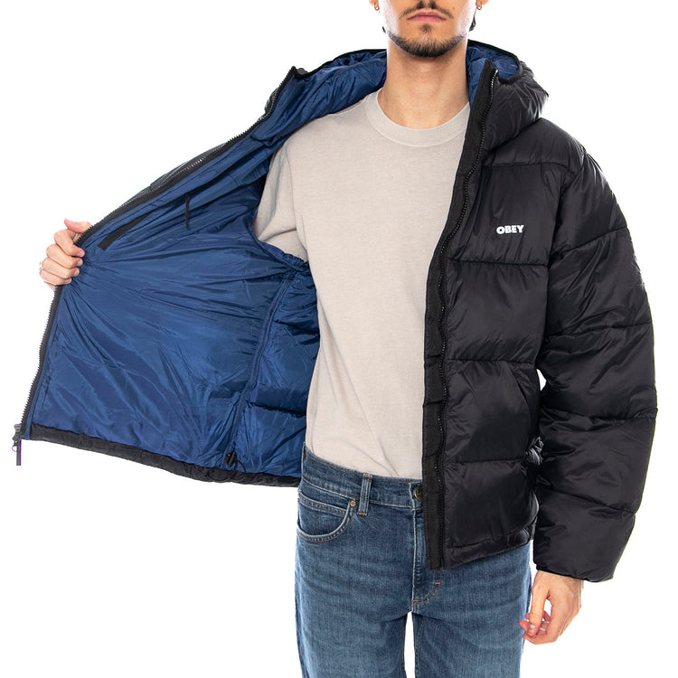 Stratus Puffer Black - Giacca Piumino con Cappuccio Uomo Nero 121800576 BLK OBEY 