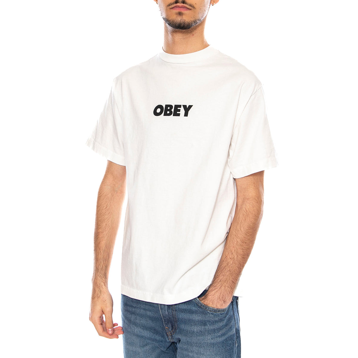 Obey Bold Tee -- Maglietta Girocollo Uomo Bianca Vintage 167924100 VWH OBEY 