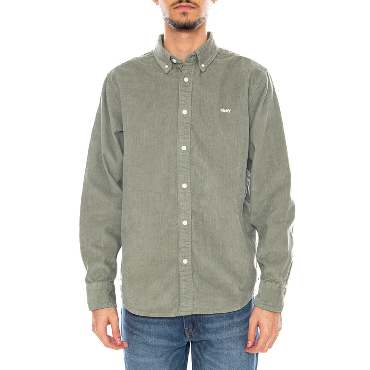 Grafton Cord Woven -- Camicia a Maniche Lunghe Uomo Velluto Laurel Wreath 181200399 LWR OBEY 