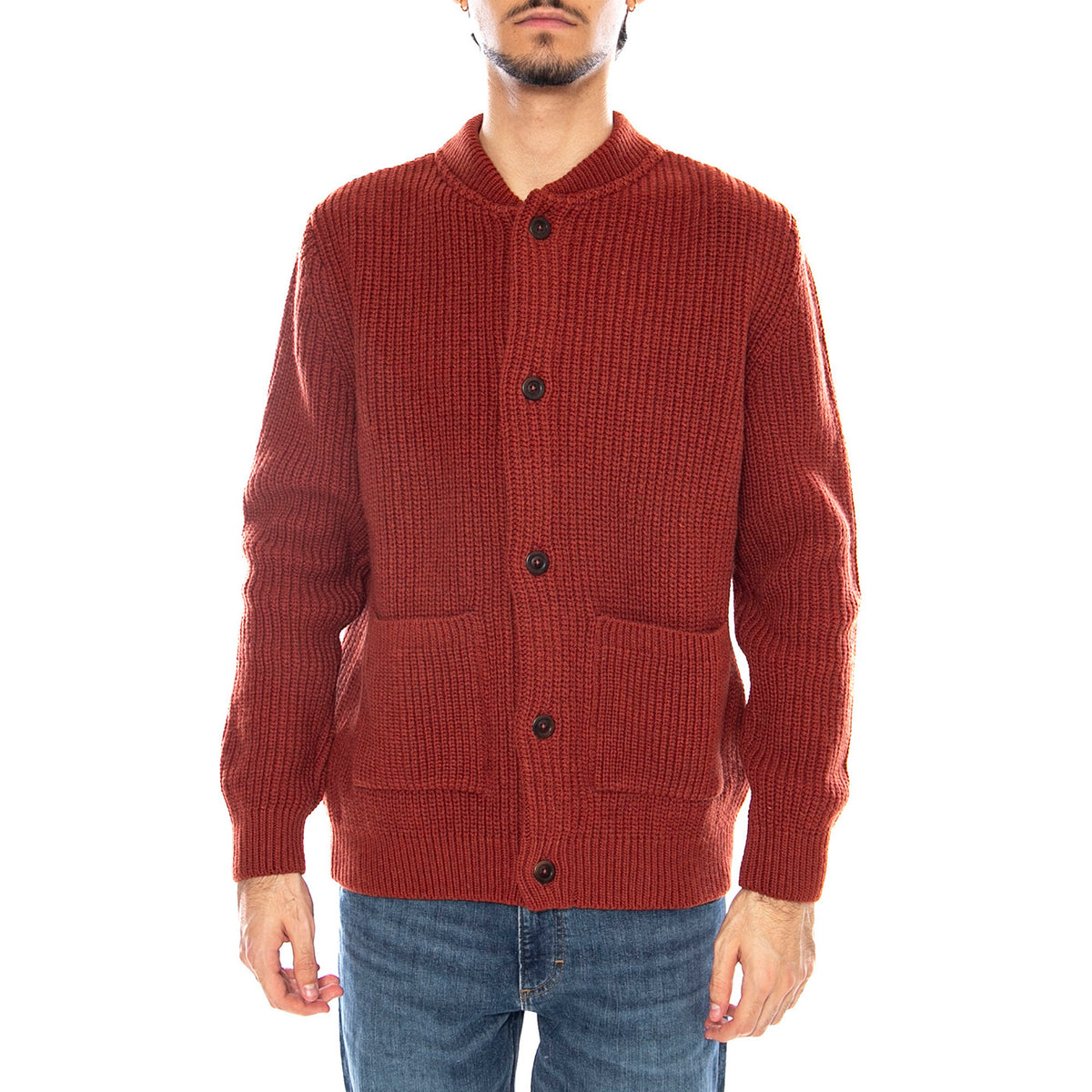 Tricot Orange -- Cardigan Uomo Arancione PULL-TRICO22-ORAN ORANGE OLOW 
