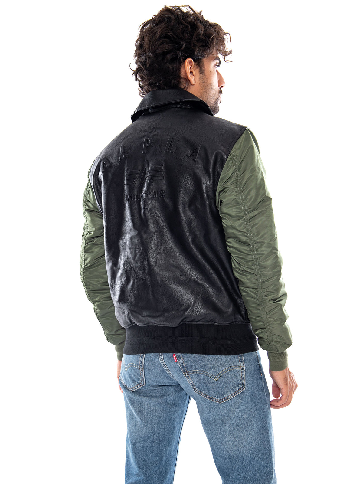 CWU FAUX LEATHER MOD WINTER JACKET BLACK - Giacca Uomo Nera / Multicolore<BR/> 268140 01 ALPHA INDUSTRIES 