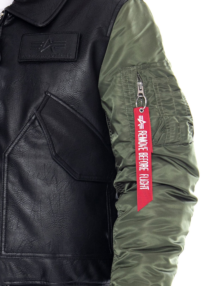 CWU FAUX LEATHER MOD WINTER JACKET BLACK - Giacca Uomo Nera / Multicolore<BR/> 268140 01 ALPHA INDUSTRIES 