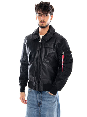 CWU FAUX LEATHER MOD WINTER JACKET BLACK - Giacca Uomo Nera 268140 03 ALPHA INDUSTRIES 