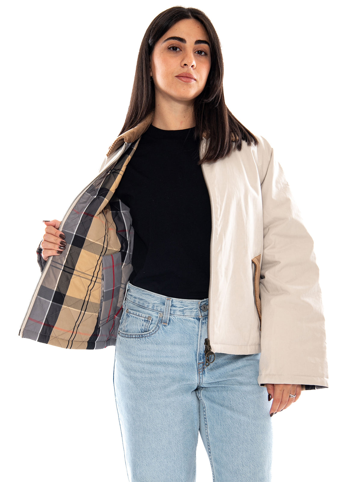 Barbour Dawn Reversible Casual Jacket Mist / Dress - Giacca Donna Beige e Tartan 262MLCA0415 ST11 BARBOUR 