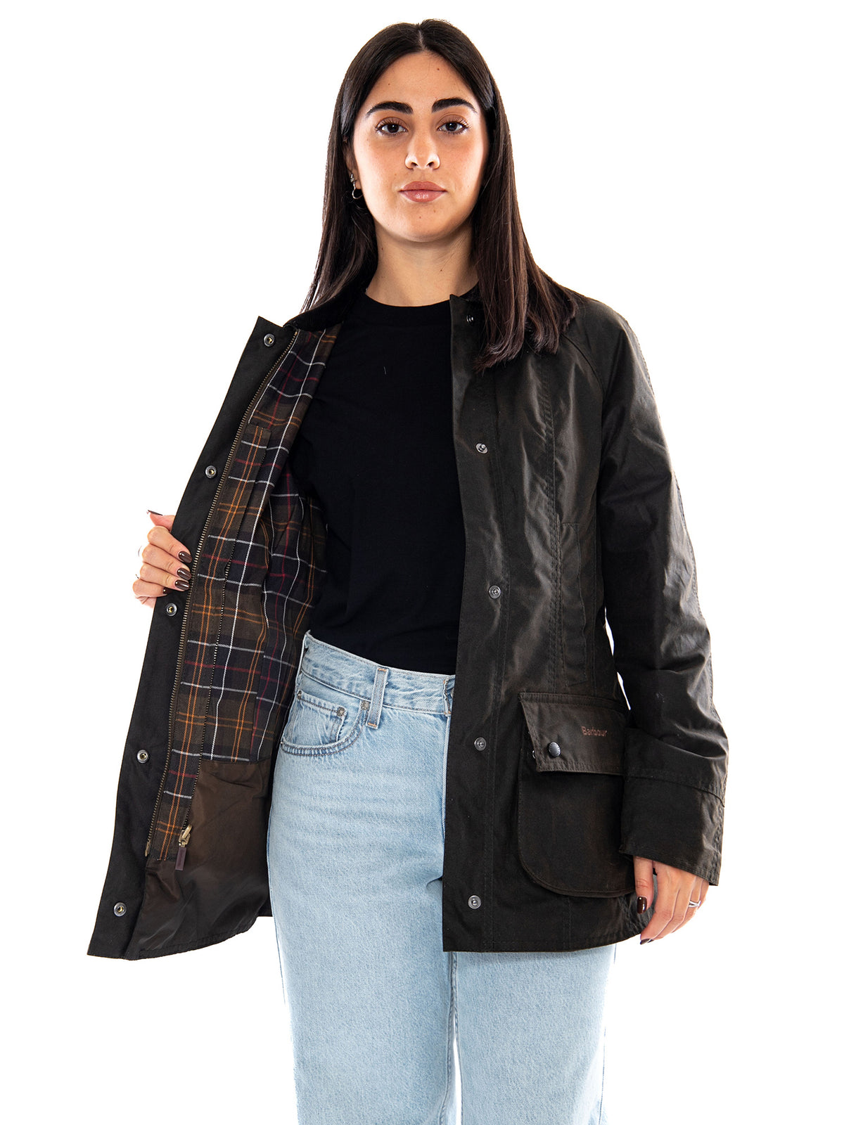 Barbour Classic Beadnell Wax Jacket Olive / Brown - Giacca Donna Marrone 262MLWX0668 OL71 BARBOUR 