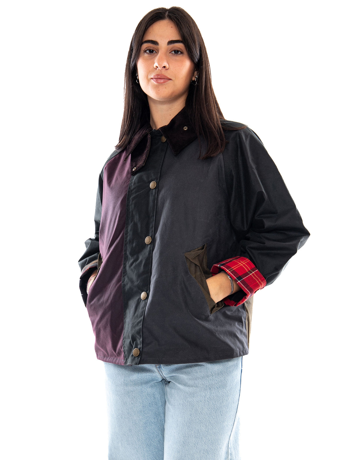 Barbour Hazelwood Wax Jacket Beech / Fern / Mixed Tartan - Giacca Donna Marrone e Verde MLWX1561 SG51 BARBOUR 