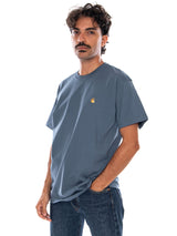 CARHARTT WIP S/S CHASE T-SHIRT ICESHEET / GOLD - Camiseta Cuello Redondo Hombre Azul  Hombre CARHARTT WIP