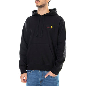 HOODED AMERICAN SCRIPT SWEAT BLACK - Felpa con Cappuccio Uomo Nera I028279 89XX CARHARTT WIP 
