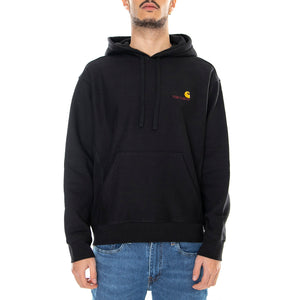 HOODED AMERICAN SCRIPT SWEAT BLACK - Felpa con Cappuccio Uomo Nera I028279 89XX CARHARTT WIP 