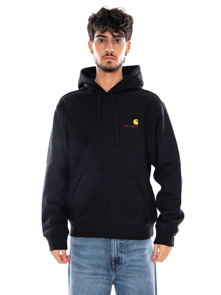 HOODED AMERICAN SCRIPT SWEAT BLACK - Felpa con Cappuccio Uomo Nera I028279 89XX CARHARTT WIP 