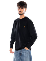 L/S AMERICAN SCRIPT T-SHIRT BLACK - Camiseta Cuello Redondo Mangas Largas Hombre Negro Hombre CARHARTT WIP