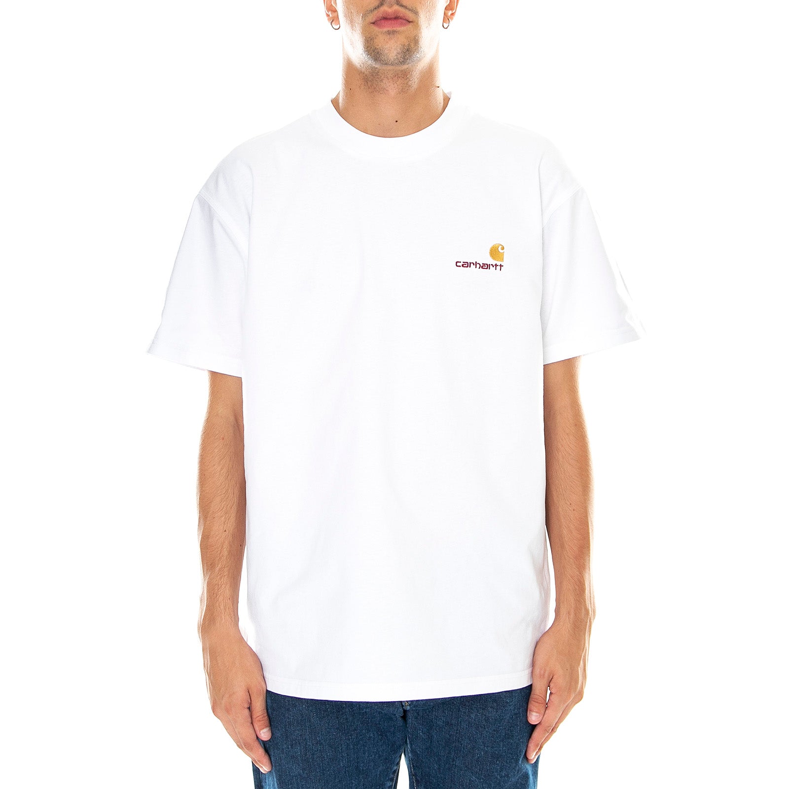 S/S AMERICAN SCRIPT T-SHIRT WHITE - Maglietta Girocollo Uomo Bianca I029956 02XX CARHARTT WIP 