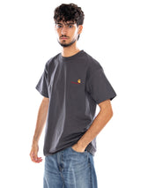 S/S AMERICAN SCRIPT T-SHIRT GRAPHITE - Camiseta Cuello Redondo Hombre Gris Hombre CARHARTT WIP