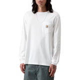 L/S POCKET T-SHIRT WHITE - Camiseta de Cuello Redondo Mangas Largas Hombre Blanca Hombre CARHARTT WIP