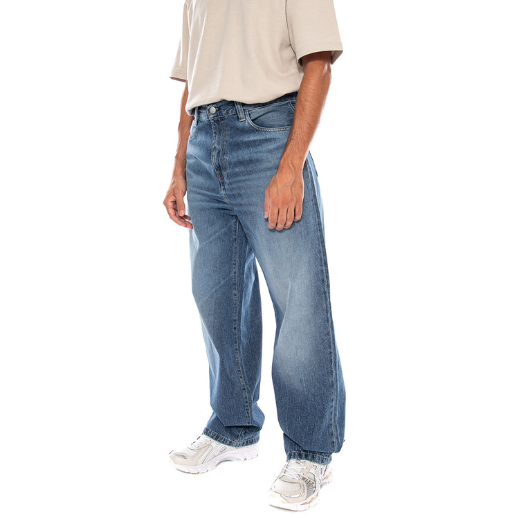 LANDON PANT BLUE MARBLE USED WASH - Pantaloni Denim Jeans Uomo Blu I030468 017X CARHARTT WIP 