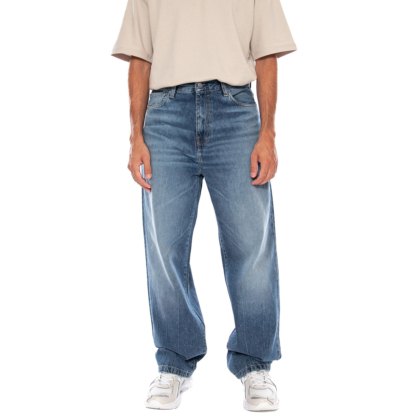 LANDON PANT BLUE MARBLE USED WASH - Pantaloni Denim Jeans Uomo Blu I030468 017X CARHARTT WIP 