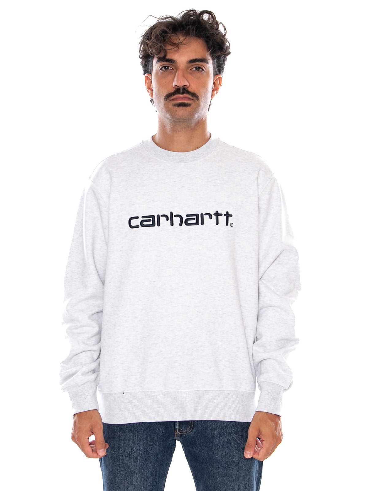 CARHARTT WIP CARHARTT SWEAT ASH HEATHER / GRAPHITE - Felpa Girocollo Uomo Grigia I030546 3Z5XX CARHARTT WIP 