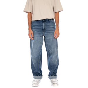 SINGLE KNEE PANT BLUE MARBLE USED WASH - Pantaloni Denim Jeans Uomo Blu<BR/> I032024 017X CARHARTT WIP 