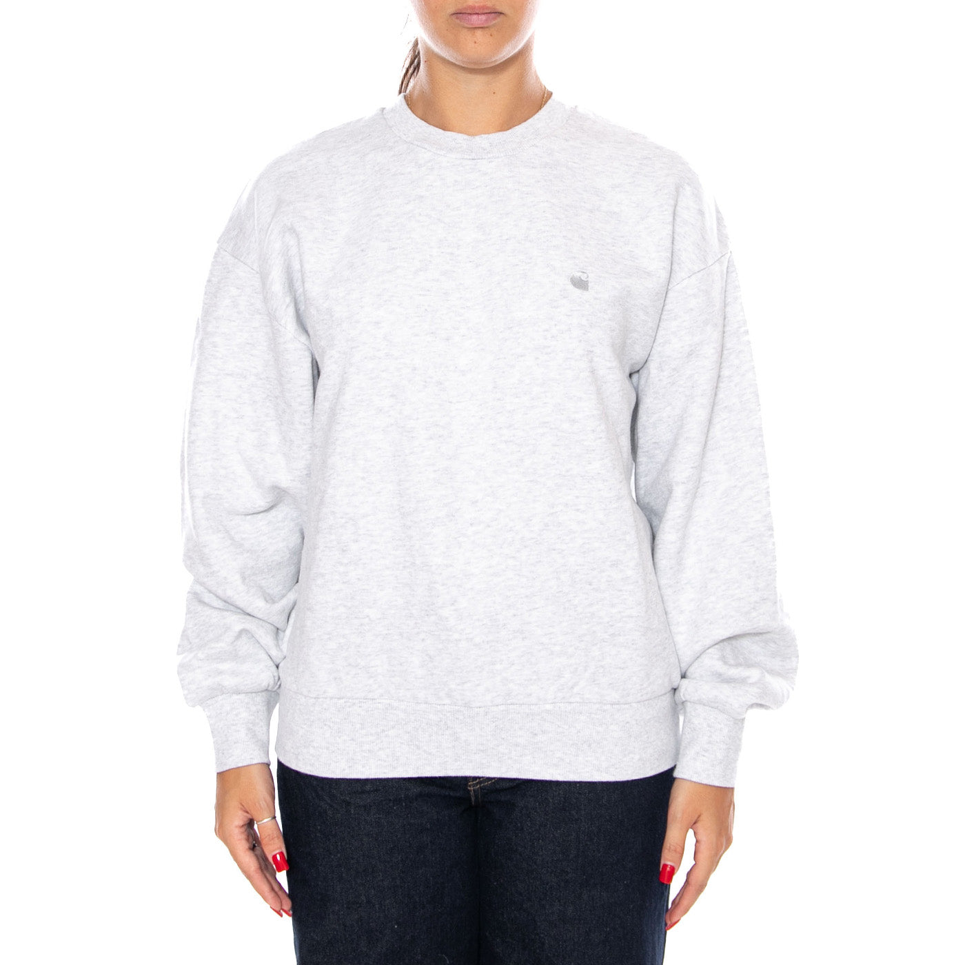 W' CASEY SWEATSHIRT ASH HEATHER / SILVER - Felpa Girocollo Donna Grigia I032643 1DQXX CARHARTT WIP 