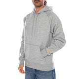 HOODED CHASE SWEAT GREY HEATHER / GOLD - Sudadera con Capucha Hombre Gris Jaspeado CARHARTT WIP