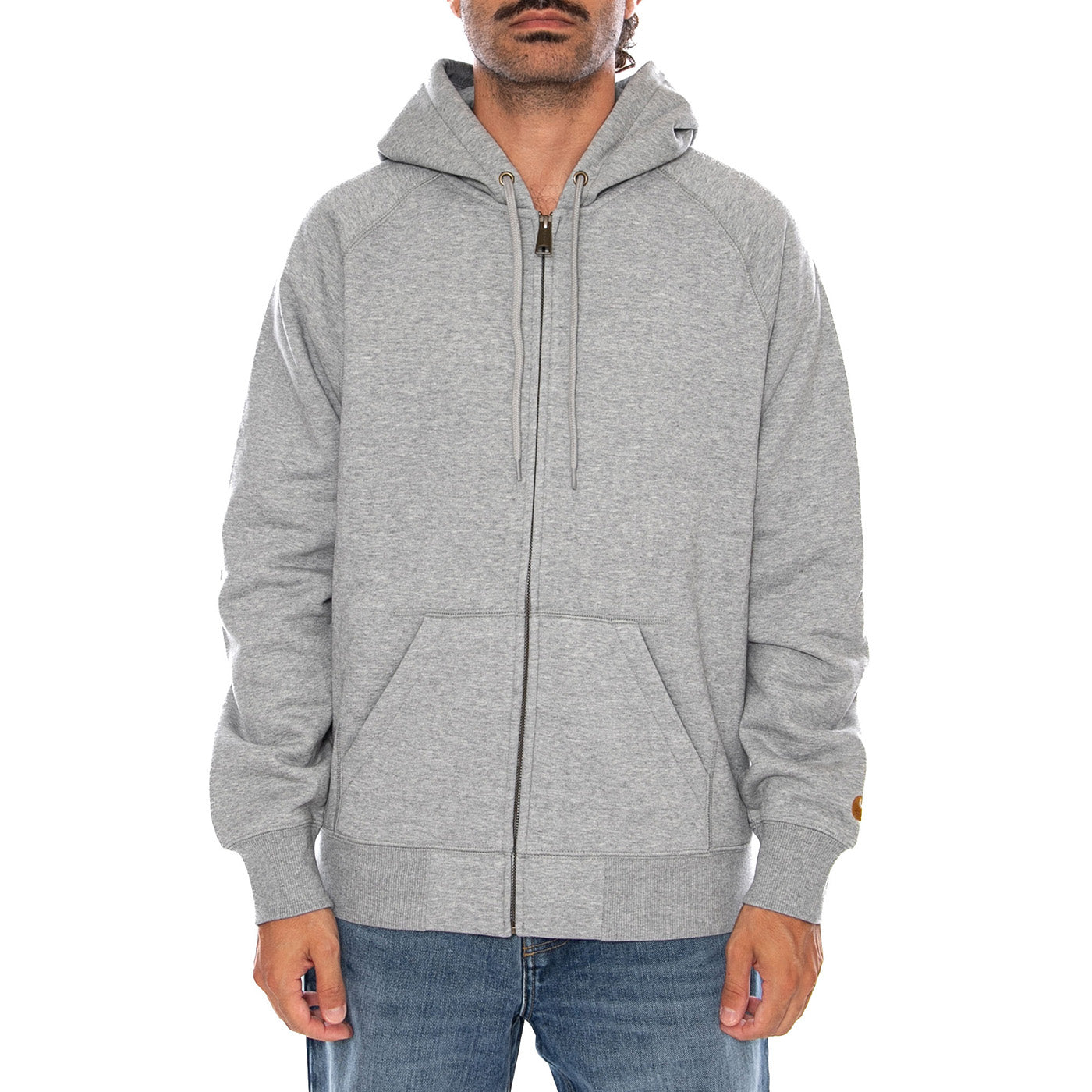 HOODED CHASE JACKET - Giacca Felpata con Cappuccio e Zip Uomo Grigia I033664 00MXX CARHARTT WIP 