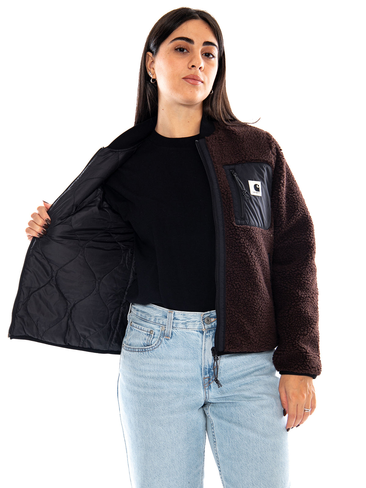 Carhartt WIP W' Janet Liner Palisander / Black - Giacca Donna Marrone e Nera I035697 3ANXX CARHARTT WIP 
