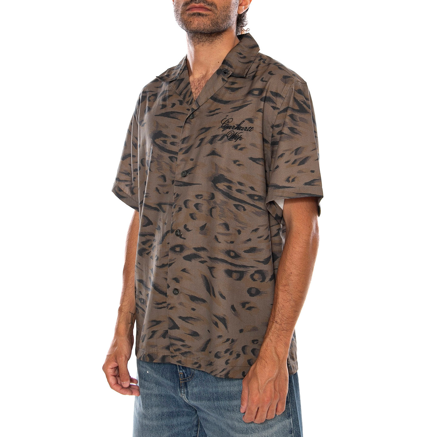 S/S TRAVON SHIRT CYPRESS / BLACK - Camicia Maniche Corte Uomo Multicolore I036808 3TDXX CARHARTT WIP 