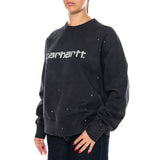 W' PAINTER SWEAT BLACK DESTROY WASH SPLATTER - Sudadera Cuello Redondo Mujer Negra CARHARTT WIP
