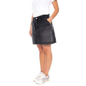 W' MAEVE DOUBLE KNEE SKIRT BLACK DESTROY WASH SPLATTER - Gonna Denim Jeans Nera I037027 89EJ CARHARTT WIP 