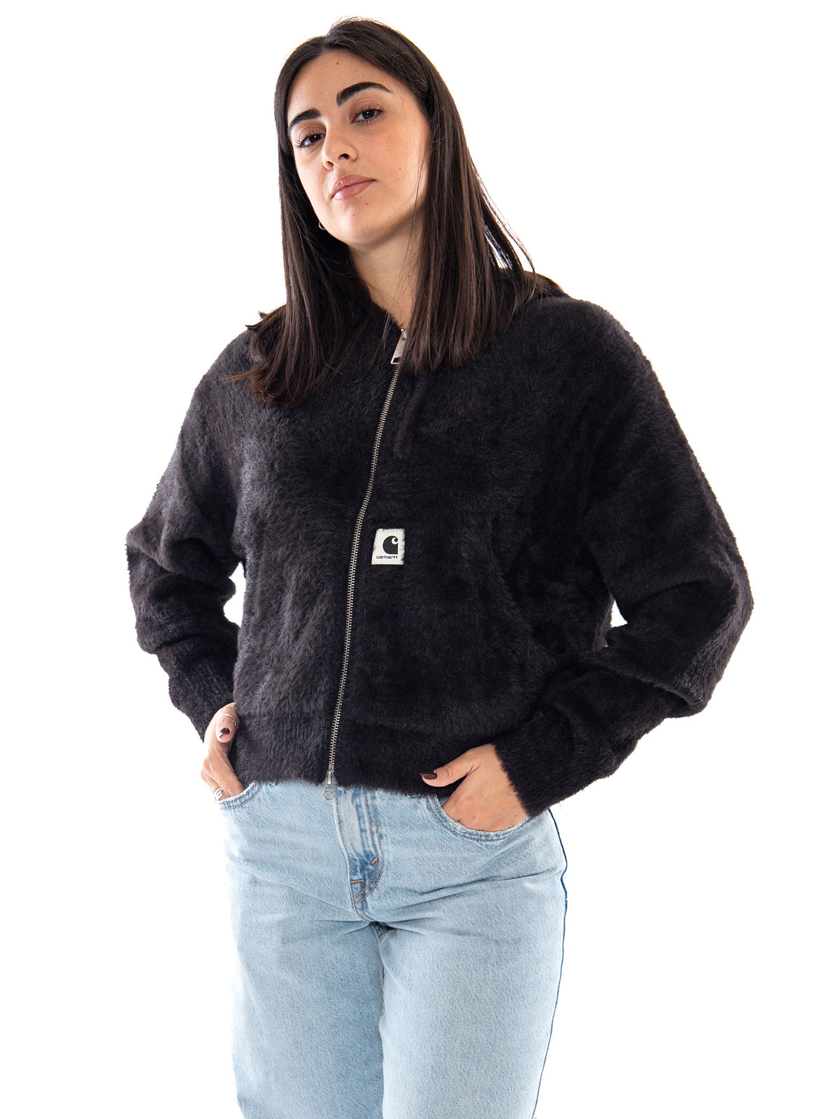 Carhartt WIP W' Maine Active Sweater Jacket Black - Giacca in Maglia Donna Nera I037037 89XX CARHARTT WIP 