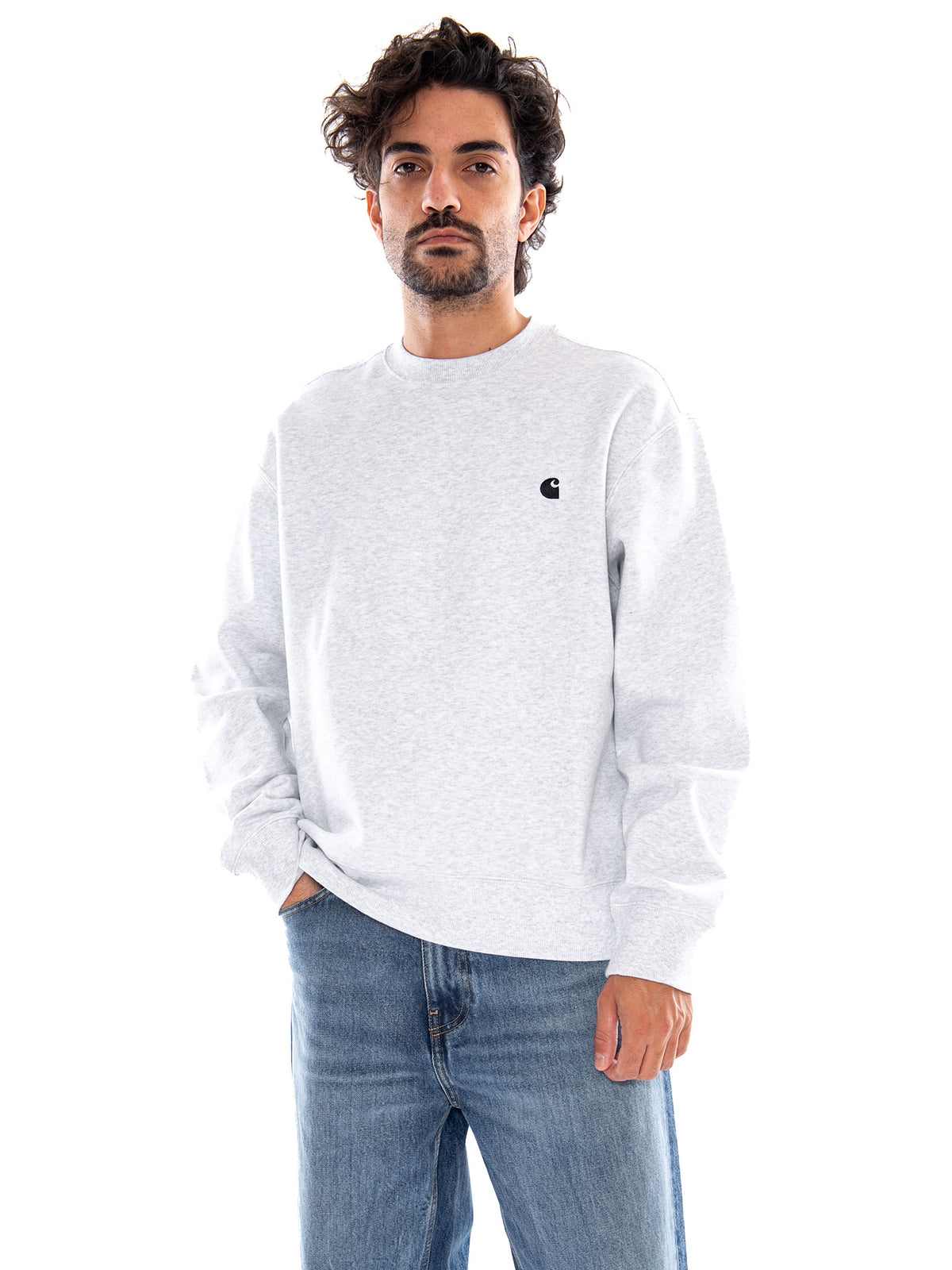 MACK SWEAT ASH HEATHER / BLACK - Felpa Girocollo Uomo Grigia I037099 00OXX CARHARTT WIP 
