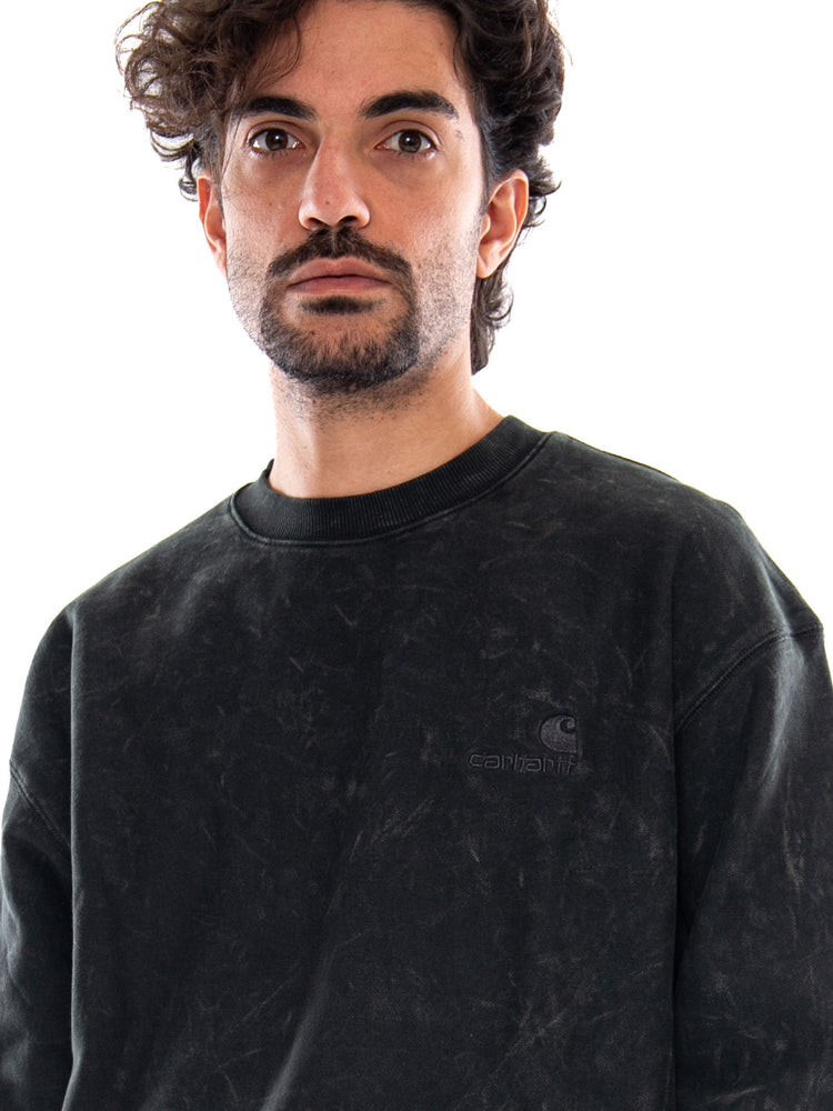 Lambert Sweat Raven moon wash - Felpa Girocollo Uomo Nera I037104 3T6FQ CARHARTT WIP 