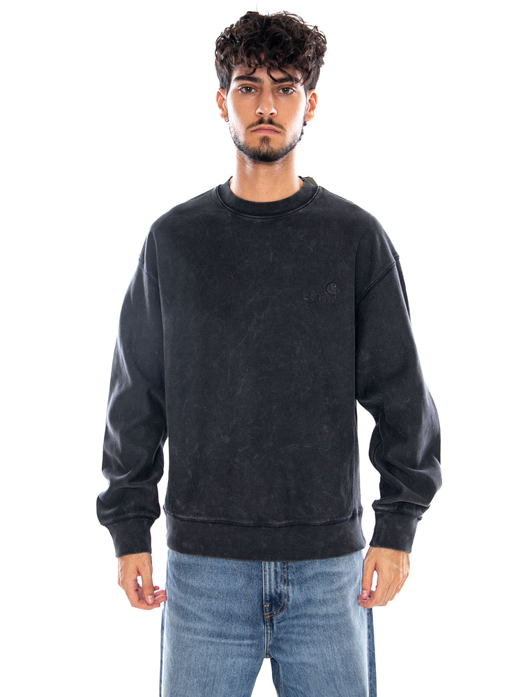 LAMBERT SWEAT BLACK MOON WASH - Felpa Girocollo Uomo Nera I037104 89FQ CARHARTT WIP 